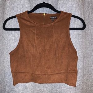 Faux Suede Brown Crop Top